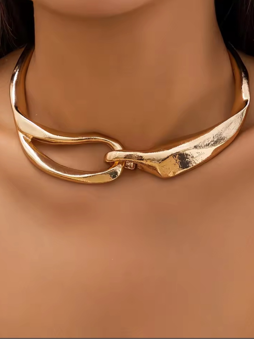 Gold Sculptural Choker Necklace